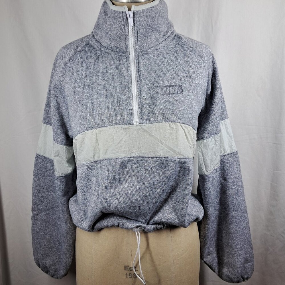 Victoria's Secret Pink Cropped Pullover Drawstring Fleece Small Heather Gray